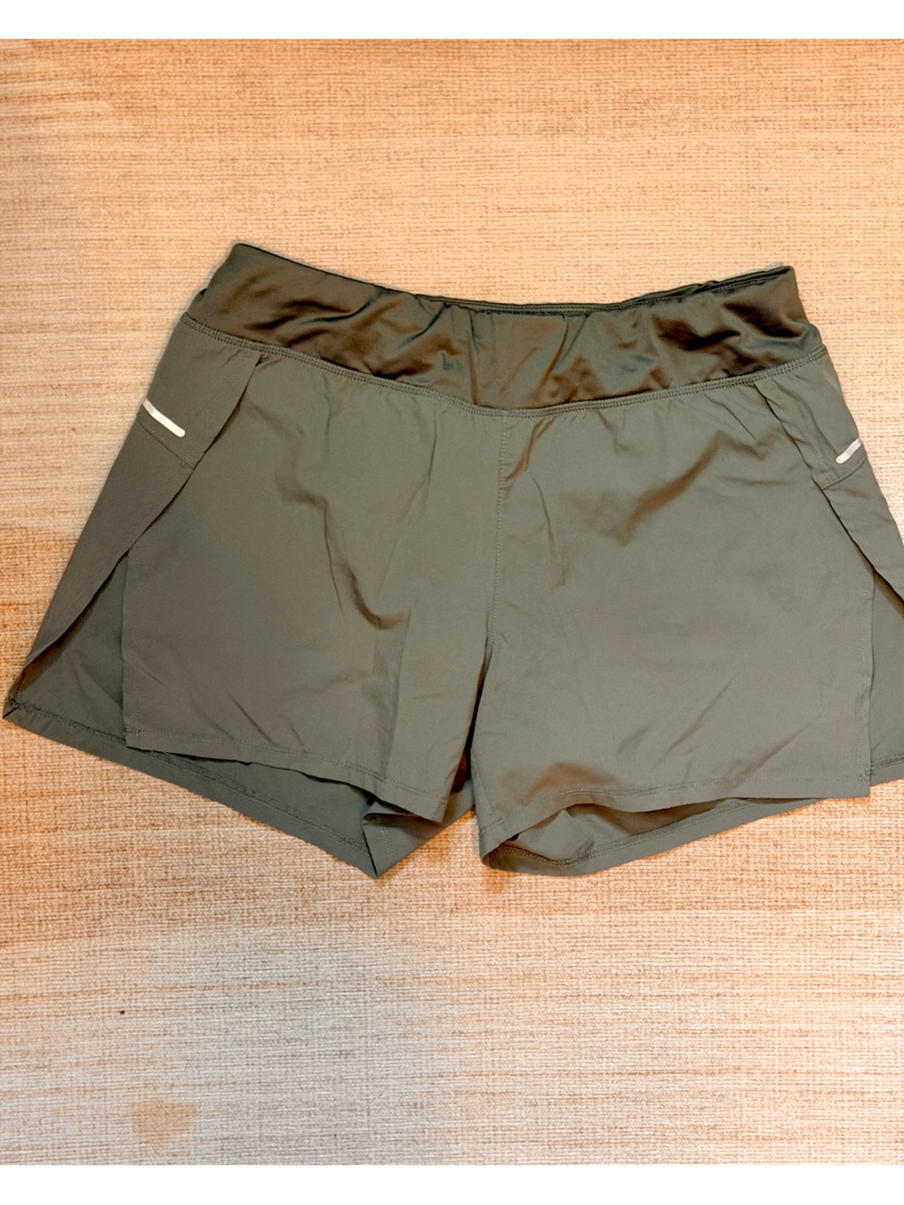 Avia | Two-in-One Running Shorts | Built-In Liner | Olive | Size M | 4.5” Inseam